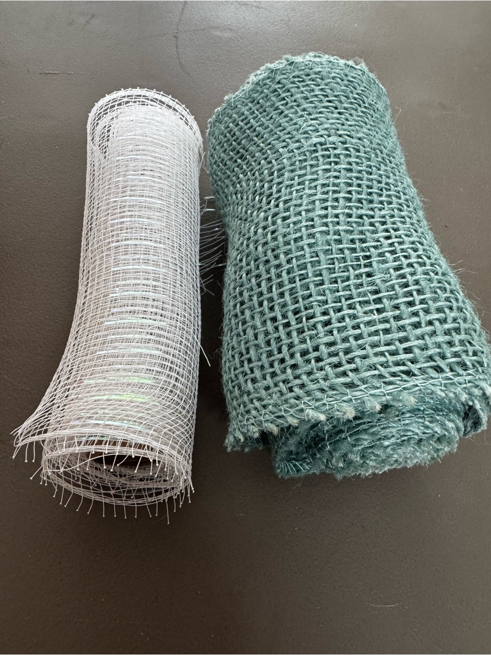 Teal Burlap and White Mesh Craft Roll Duo - Home Decor